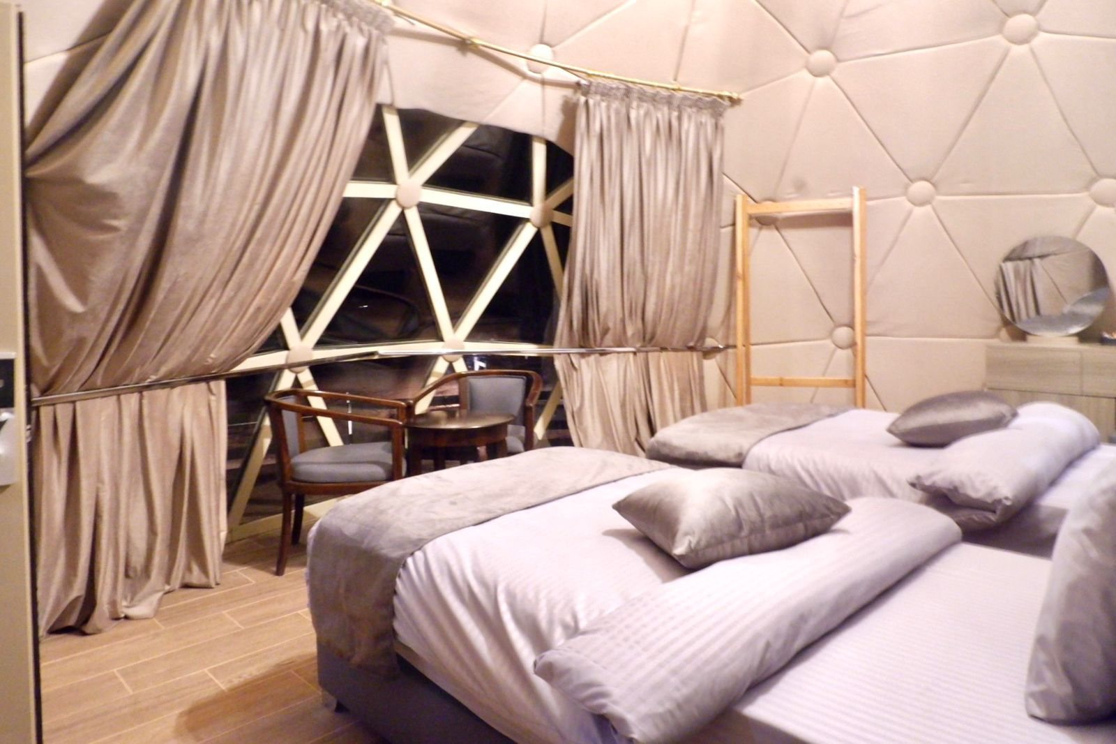 A dome for three with three single beds