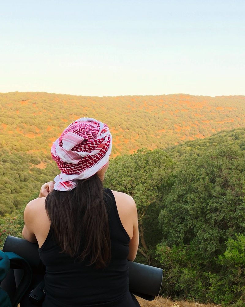 Sitting at the edge over the golden valley